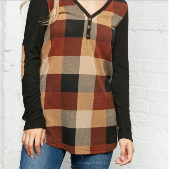 Sharp❤️🤎sassy rust+burgundy+black top elbow patch - Picture 4 of 6